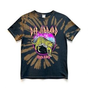 4/$20 Def Leppard High N Dry Band Tee Tie Dye Bleach Wash Graphic T Shirt Rock